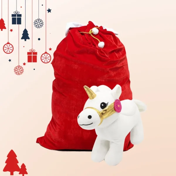 1 hotte Père Noël et 1 peluche Licorne Bbies 1