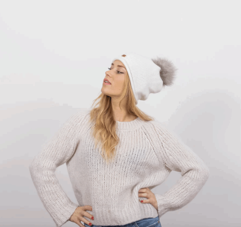 Bonnet interchangeable blanc cabaia idée cadeau femme