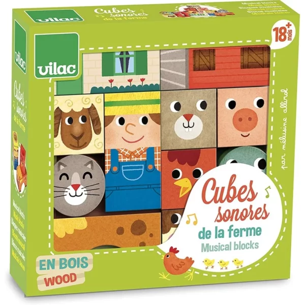cubes sonores animaux de la ferme vilac jouets d'éveil