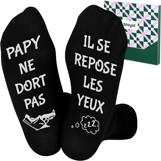 Chaussettes humoristique Super Papy Meilleure idée cadeau chaussettes drôle