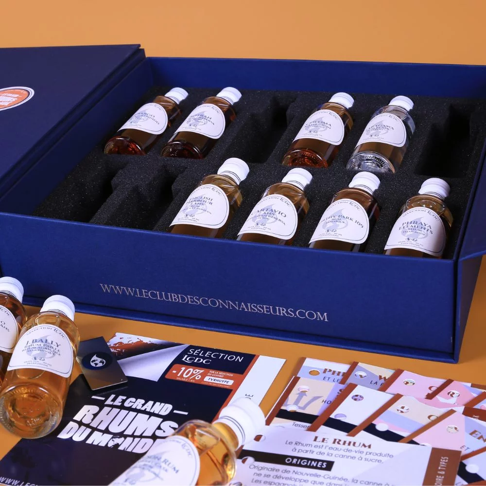 Coffret Dégustation rhum - Le Club des Connaisseurs Meilleure idée cadeau coffret découverte de spiritueux rhums du monde