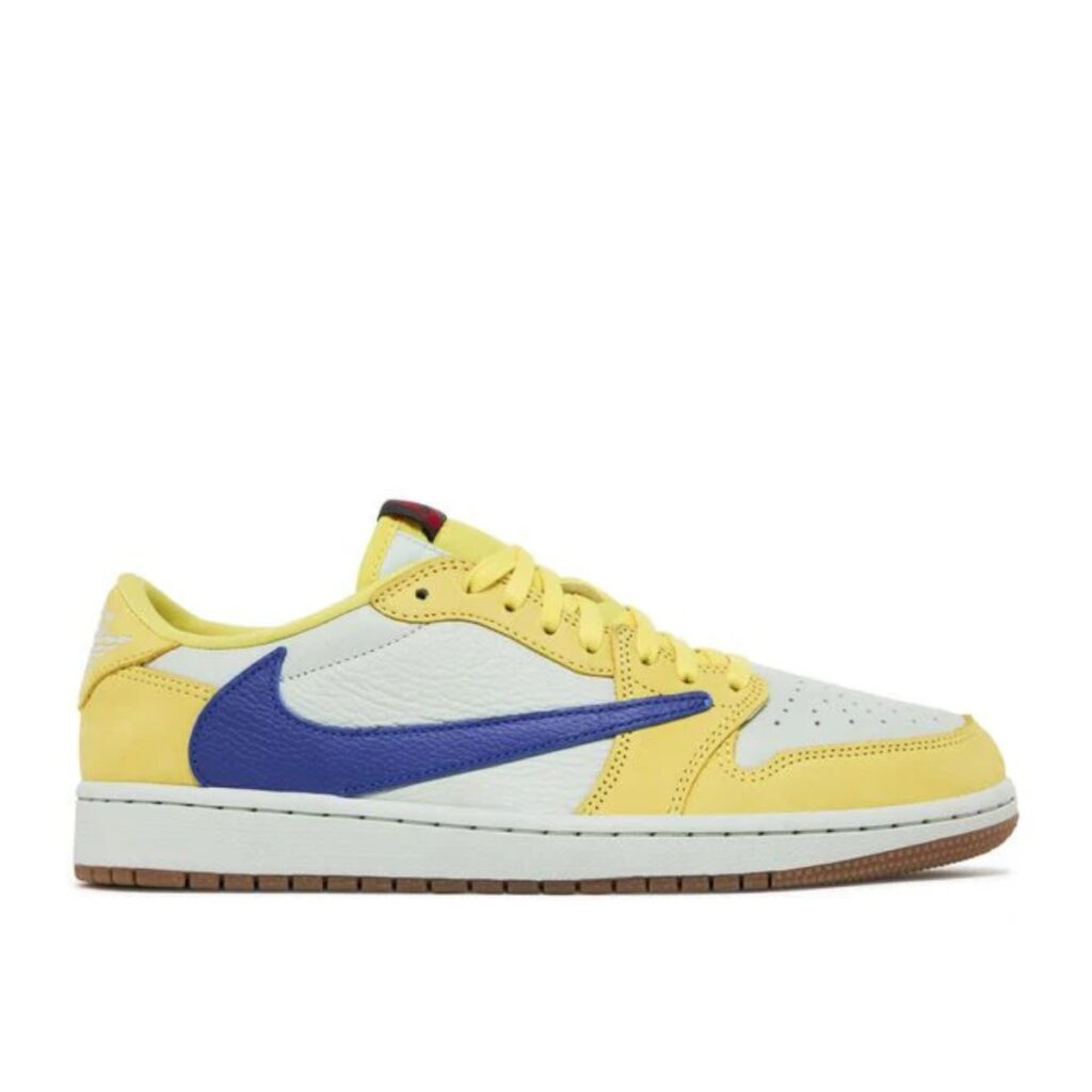 Air Jordan 1 Travis Scott Retro Low OG SP Canary Meilleure idée cadeau sneakers travis jaune swoosh inversé