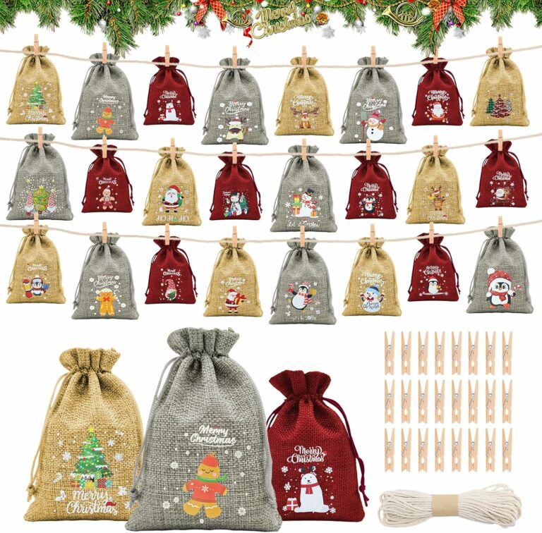 Calendrier de l'Avent à remplir soi même avec 24 Sacs en Papier Kraft et Accessoires Meilleure idée cadeau calendrier à remplir fait main