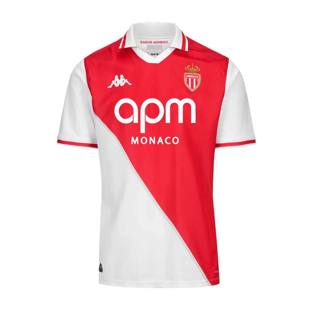 Maillot enfant AS Monaco 2025 KOMBAT Home Blanc meilleure idée cadeau maillot monaco enfant