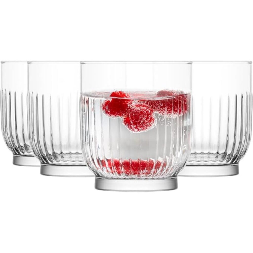 Verre à jus KROSNO Glasmark 300 ml avec rainures – Lot de 4 Meilleure idée cadeau verre à cocktail transparent (2)