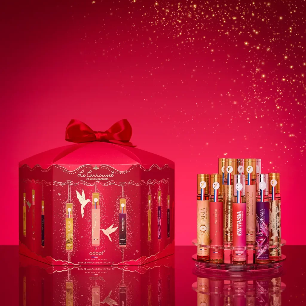 Carroussel à parfum – Coffret 15 eaux de parfums 30 ml Meileure idée cadeau coffret de parfums de poches pour toute l'année
