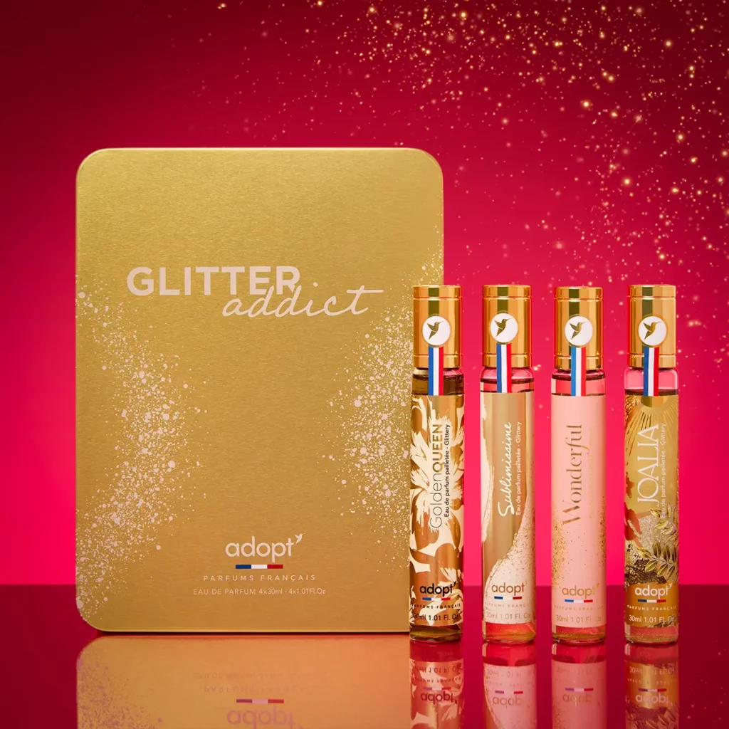 Coffret Glitter Addict – 4 Eaux de Parfum 30 ml Meilleure idée cadeau coffret de parfums de poches