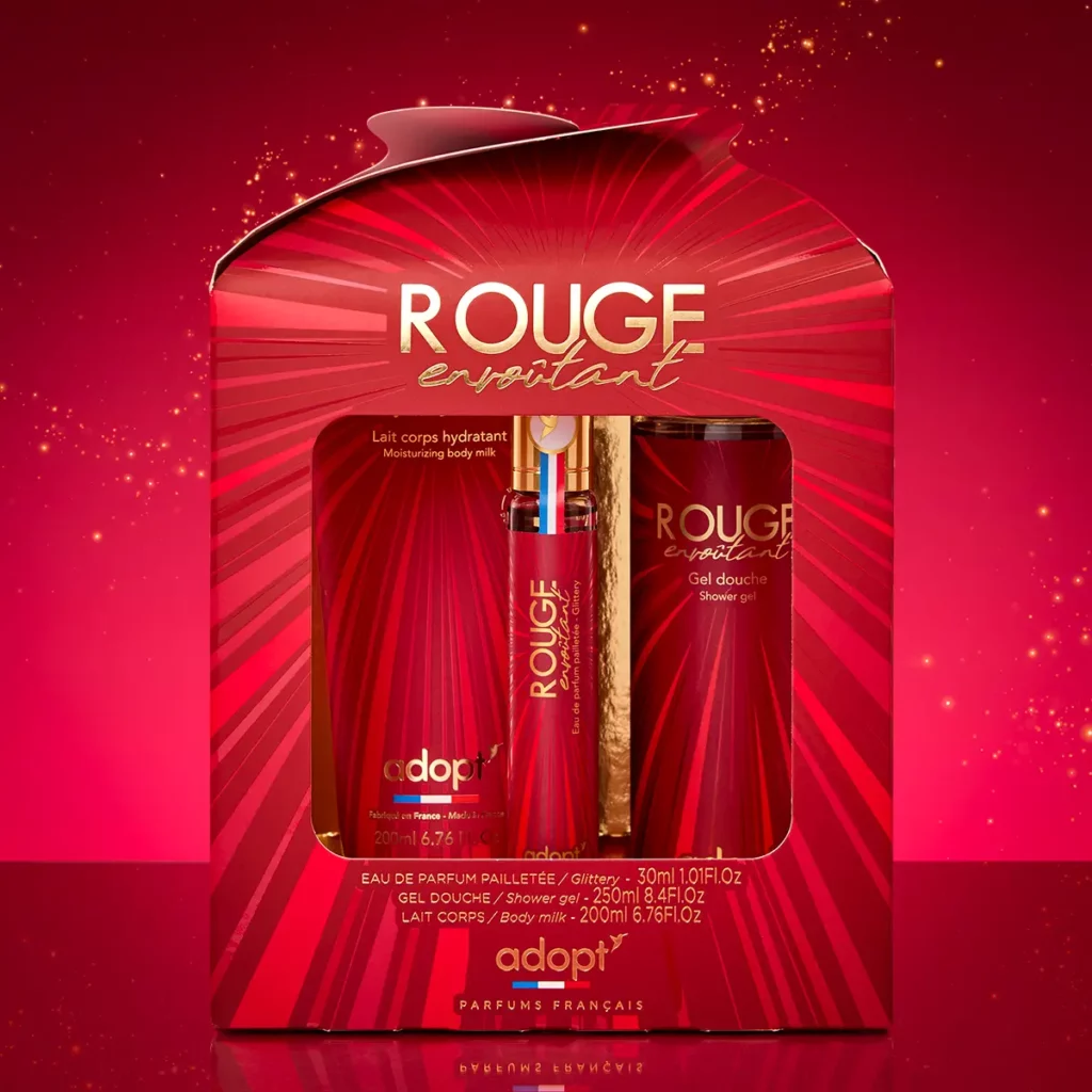Coffret Rouge Envoûtant Eau de Parfum 30 ml + Gel Douche 250 ml + Lait Corps 200 ml Meilleure idée cadeau coffret parfum petit pas cher
