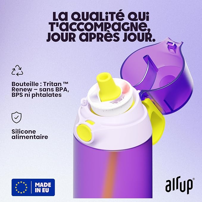 Gourde Parfumée 720 Ml Violet - Bouteille D'Eau Avec 7 Pods 0 Sucre, Paille Intégrée, Sport & Outdoor