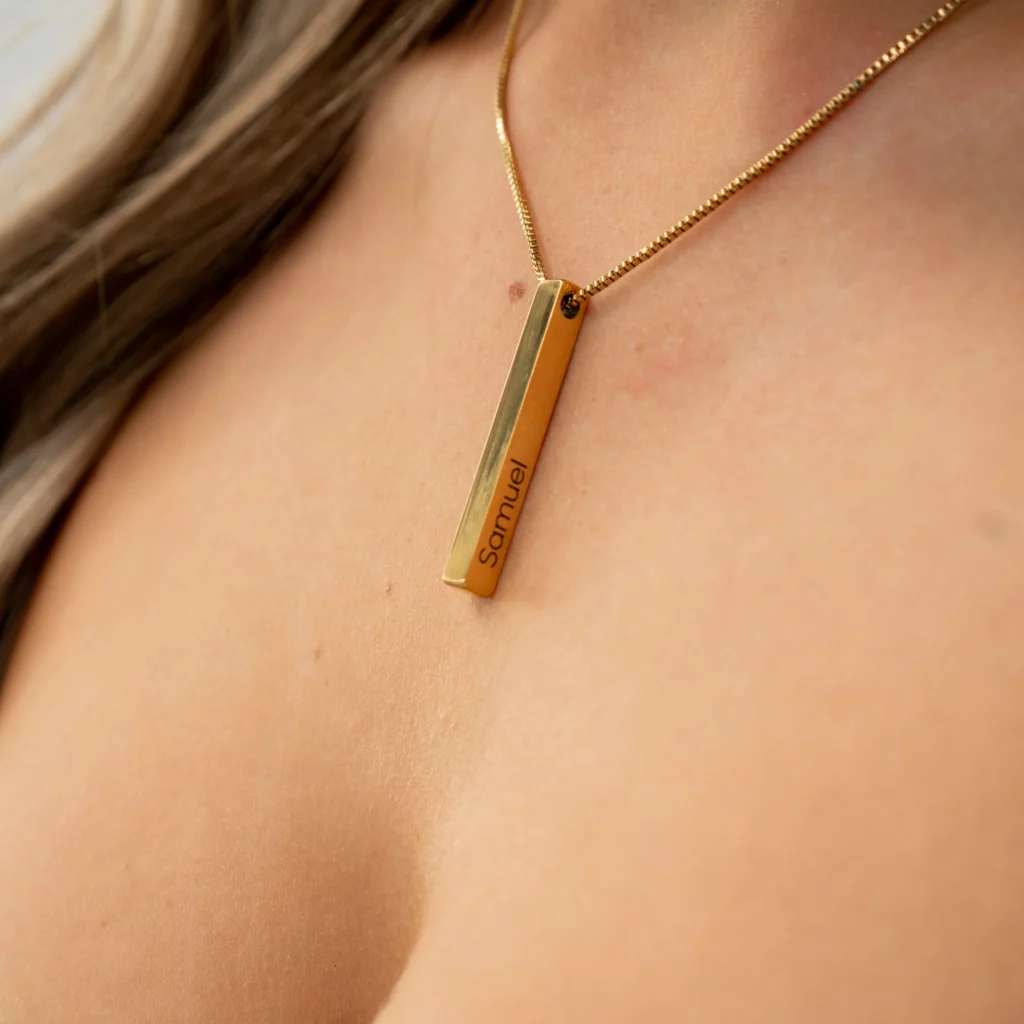 Collier personnalisé barre 3D meilleure idée cadeau femme